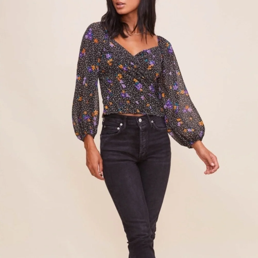 ASTR Black floral Blouse, Medium